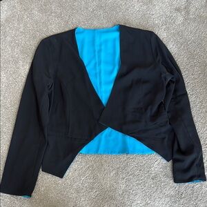 Black and Blue V-Neck Cropped Blazer